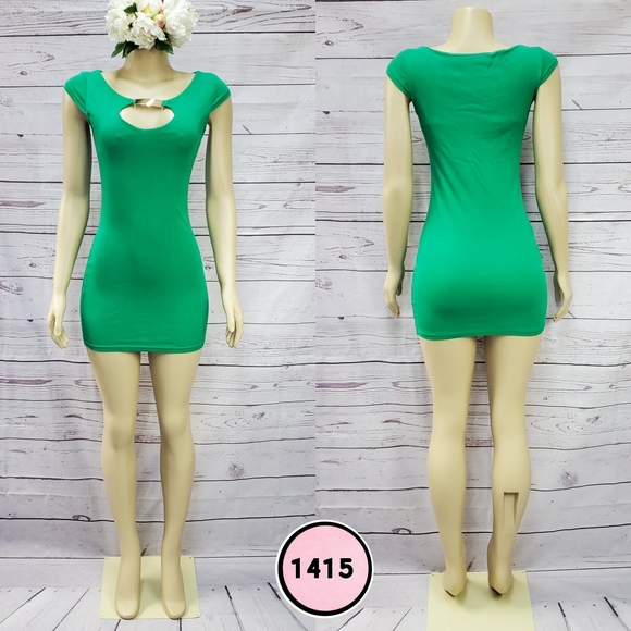 small green stretchy bodycon dress - Picture 1 of 7